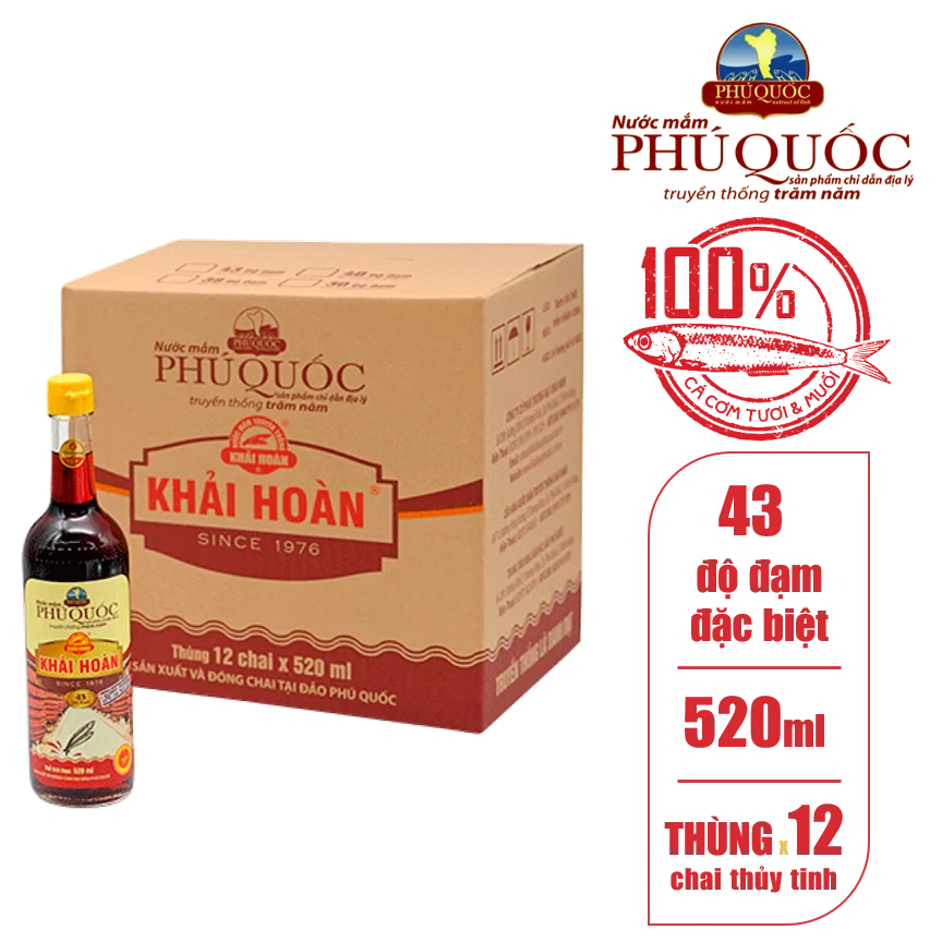 Nước Mắm Khải Hoàn 520ml 43 độ Thùng 12 chai