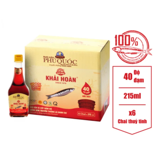 Nước mắm khải hoàn Chai 215ml 40 độ đạm ( thùng 6 chai )